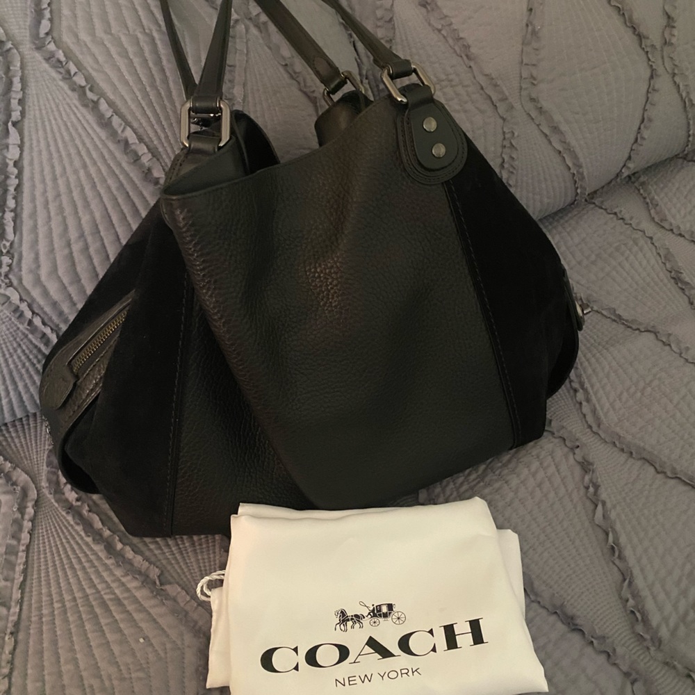 Coach Edie Purse Large Suede and Pebble Leather